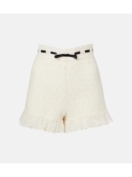 Pantaloni scurți Valentino cu model floral cu volane alb