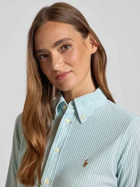 Bluzka koszulowa o kroju slim fit z kołnierzykiem typu button down Polo Ralph Lauren zielona