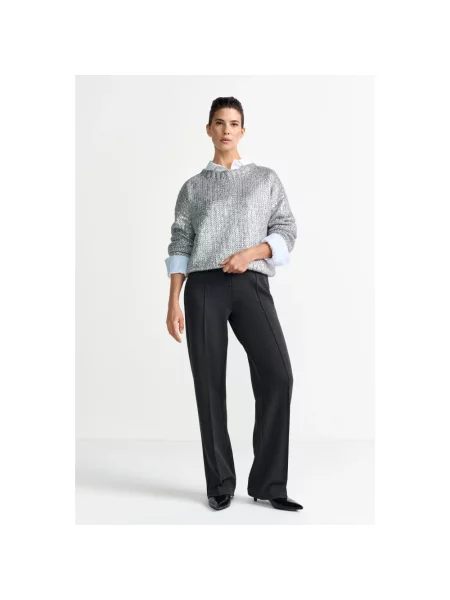 Sweter z dzianiny o kroju relaxed fit z domieszką wełny z alpaki Rich & Royal szary