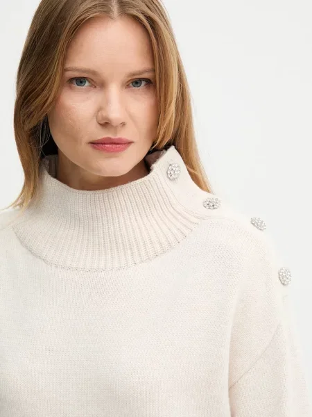 Светр з домішкою вовни OUI півгольф бежевий