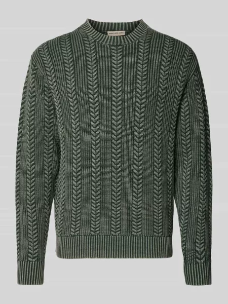 Sweter w kroju regular fit z czystej bawełny model WAYNE' Redefined Rebel oliwkowy