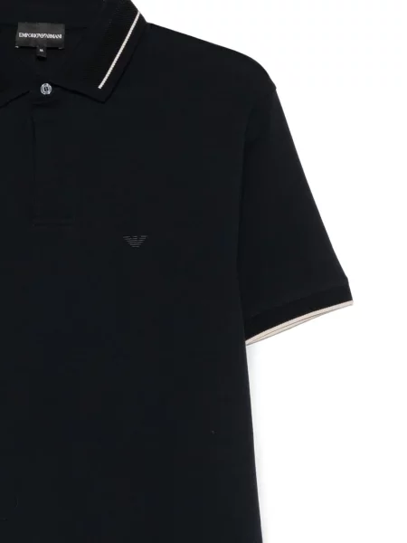Поло тениска Emporio Armani бродирана синьо