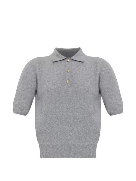 Scurt tricou polo Balmain de lână gri