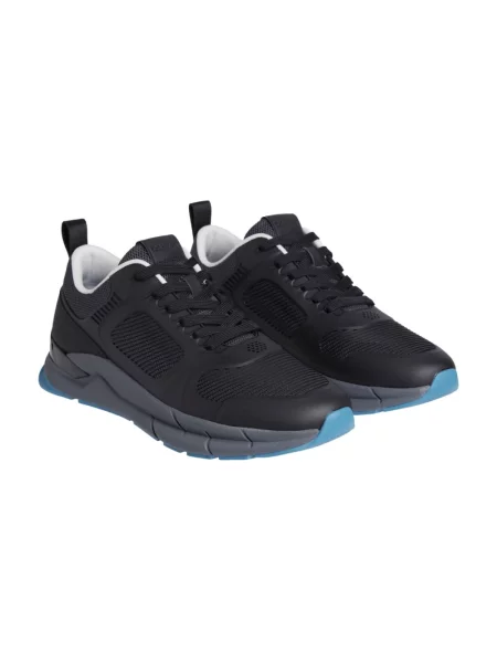 Sneakersy Calvin Klein sznurowane z siateczką z siateczki czarne