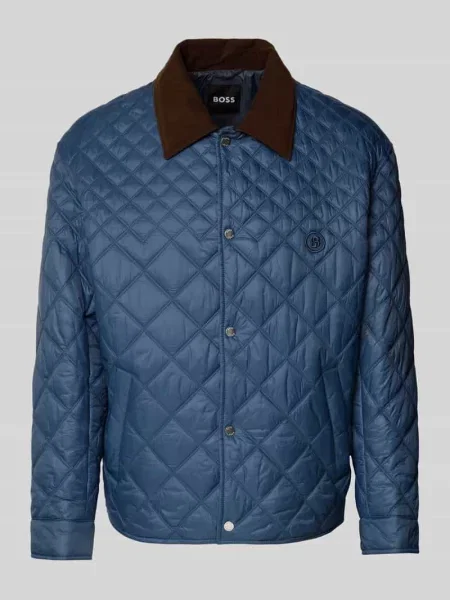 Kurtka pikowana w kroju regular fit ze sztruksowym kołnierzem Model C-COSMIX' Boss niebieska