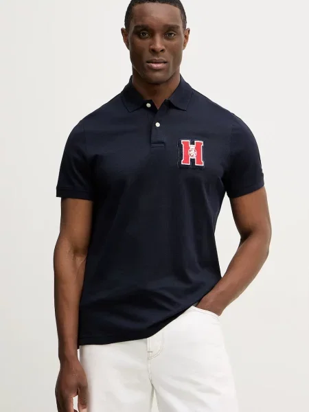 Polo majica Tommy Hilfiger tamno s aplikacijom plava