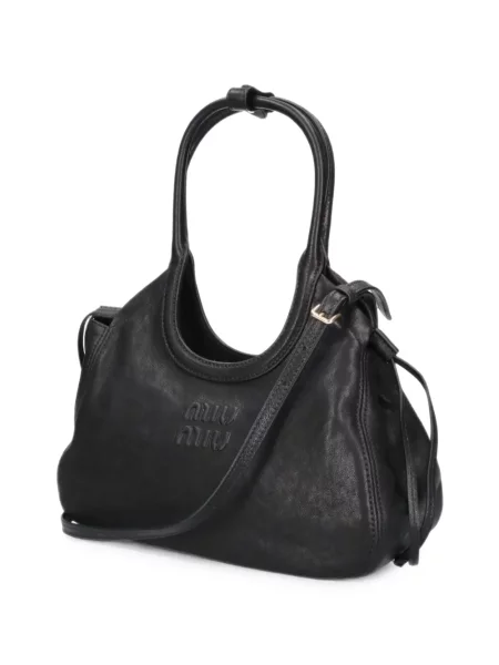 Geantă shopper Miu Miu din piele negru
