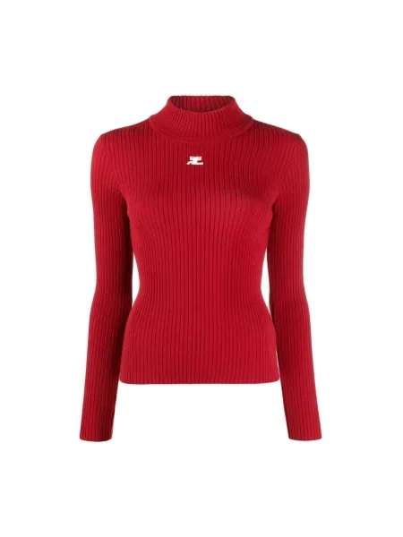 Sweter Courreges z nadrukiem czerwony
