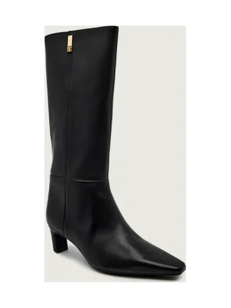 Tommy Hilfiger De piele cizme cu KITTEN LONG BOOT negru