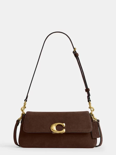 Coach geantă crossbody pentru femei din piele întoarsă Suade Jet Shoulder Bag maro