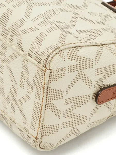 Geantă cu mânere cu lanț Michael Michael Kors din canvas maro