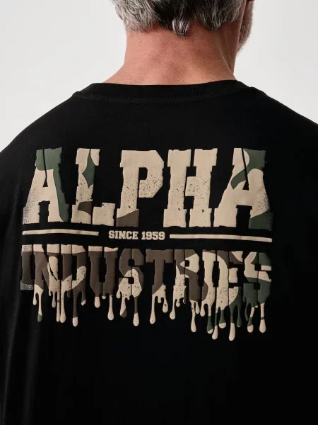 Alpha Industries тениска мъжка от Dripping Camo Backprint черно