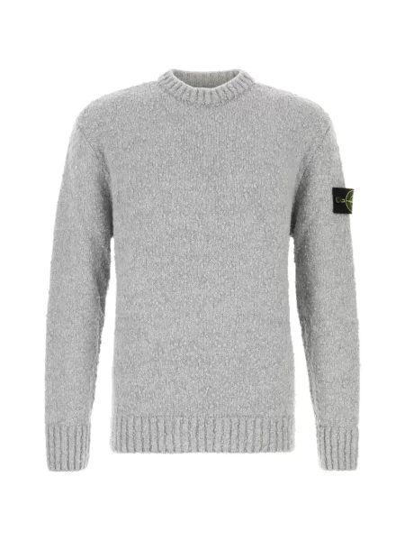 Pulover Stone Island de lână cu strasuri gri