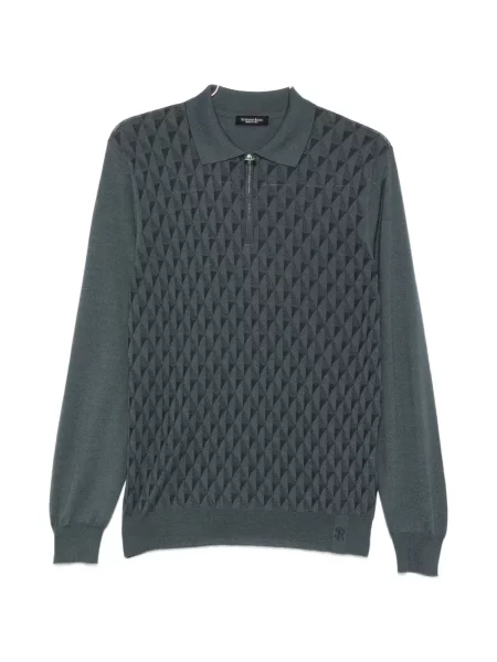 Tricou polo Stefano Ricci cu imprimeu geometric albastru