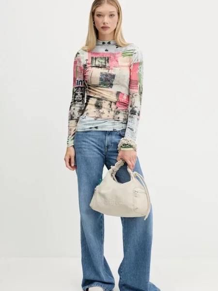 Светр Desigual MONTREAL легкий півгольф бежевий