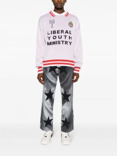 Raštuotos apkirptas džinsai Liberal Youth Ministry juoda