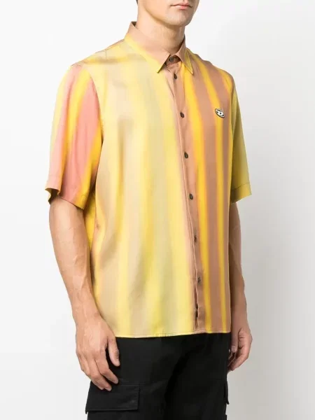 Prugasta kratak košulja Diesel s printom žuta