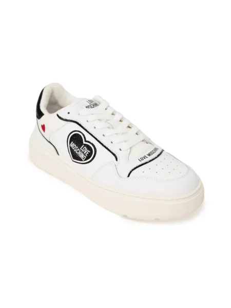 Sneakersy Love Moschino w serca wiązane białe