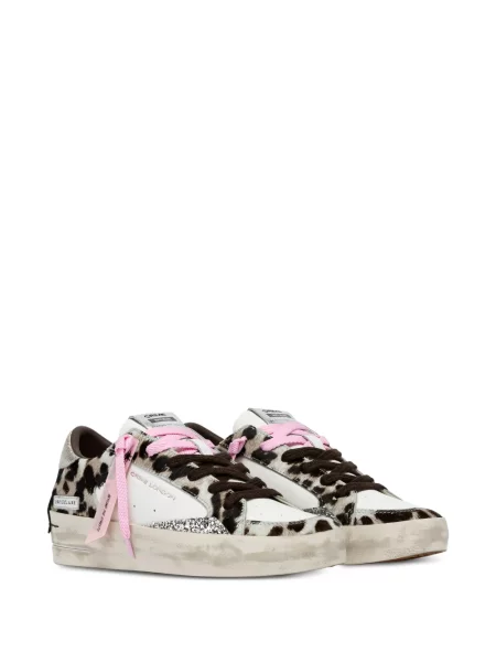 Sneakerși Crime London cu imagine cu model leopard alb