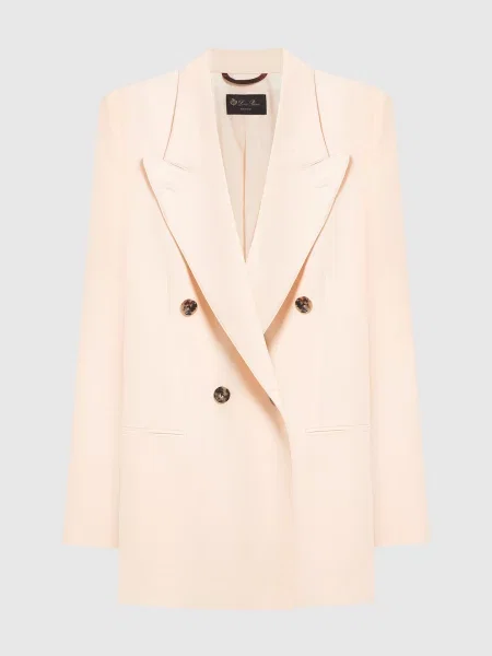 Двобортний жакет Aurora з льону та вовни Loro Piana бежевий
