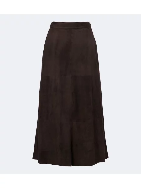 Fustă midi 's Max Mara din piele de căprioară maro