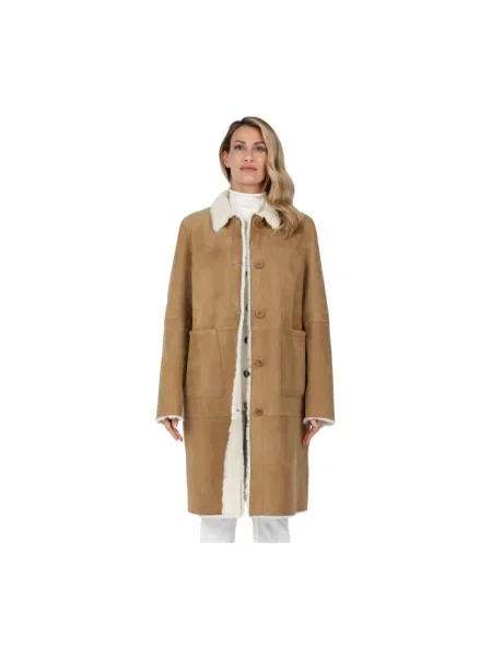 Długi płaszcz Gimo's skórzany brązowy