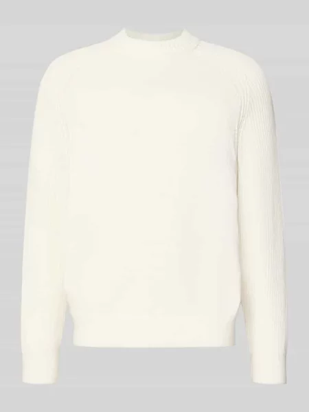 Sweter z dzianiny o kroju regular fit z czystej bawełny model ‘DERECK’ Selected Homme biały