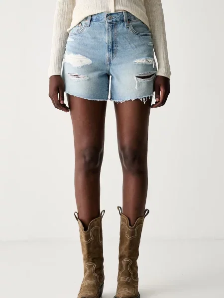 Levi's pantaloni scurți pentru femei din denim RIBCAGE A-LINE albastru