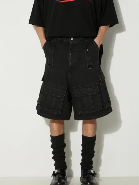 VETEMENTS pantaloni scurti jeans Multipocket Cargo Denim Shorts barbati negru