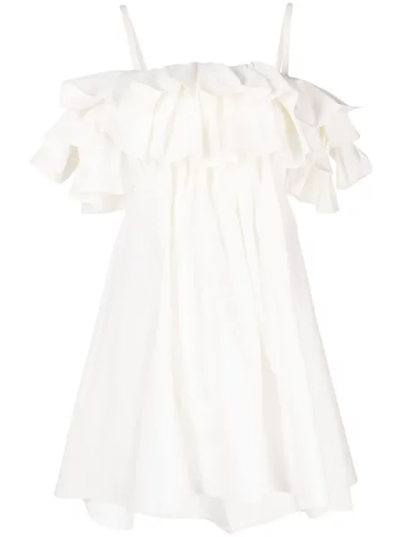 Sukienka Goen.j z falbankami garniturowa biała