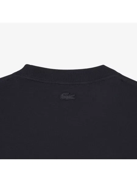 Lacoste Haftowana Koszulka Z Grubego Dżerseju czarny