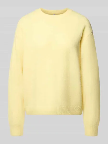 Sweter w kroju regular fit z dodatkiem wełny model ALLY' Pieces żółty