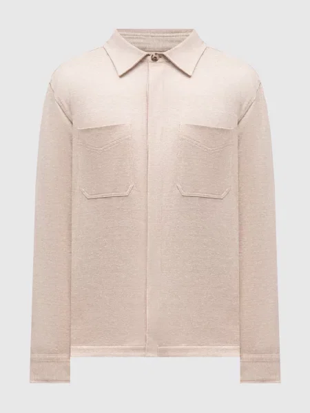 Сорочка з льоном та шовком Brett Johnson бежева