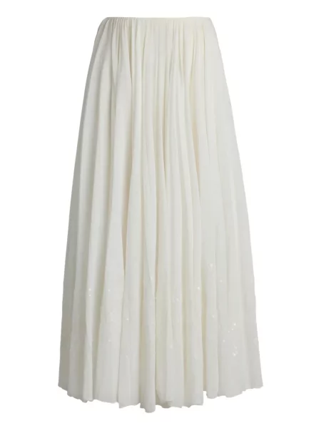 Fustă midi Ralph Lauren Collection până la genunchi alb