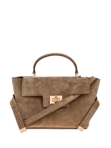 Geantă Max Mara din piele de căprioară bej
