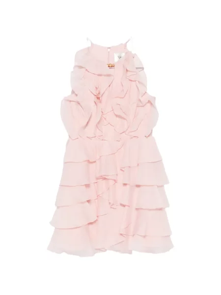 Rochie mini Aje cu volane roz