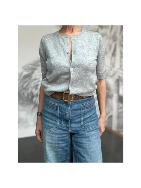 Dzianinowy sweter Majestic Filatures szary