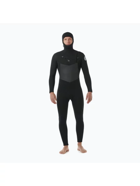 Costum de înot pentru bărbați Rip Curl Dawn Patrol Hooded mm Chest Zip black negru