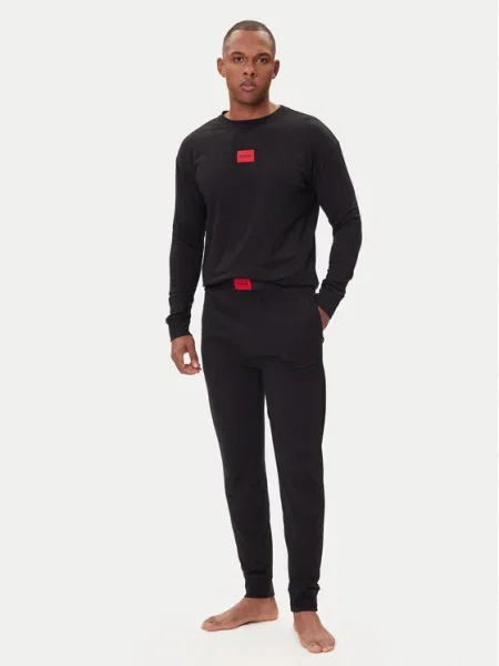 HUGO pizsama nyomott mintás fekete