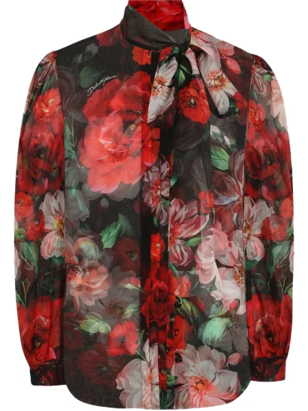 Bluză Dolce & Gabbana din șifon cu imagine negru