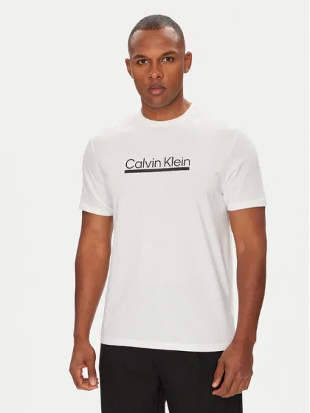 Тениска Calvin Klein с принт бяло