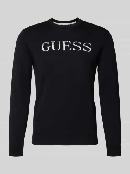 Regular Fit sweter o wyglądzie dzianiny model „Kane” Guess czarny