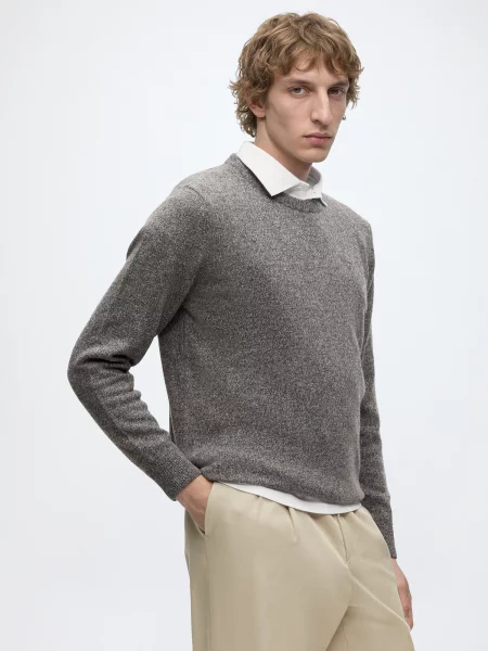 Barbour Sveter Essential Tisbury melírovaná sivá