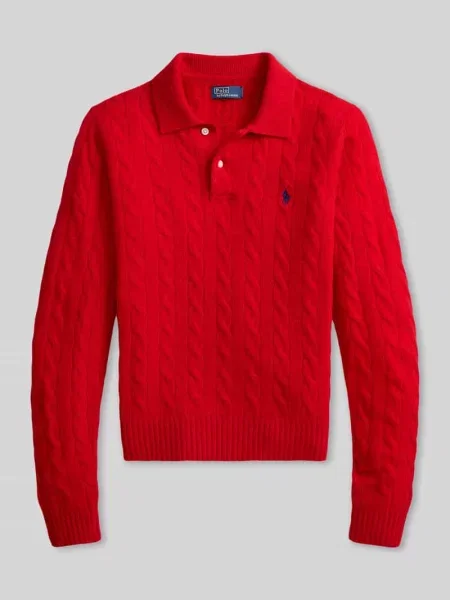 Koszulka polo o kroju regular fit z mieszanki wełny z dodatkiem kaszmiru Polo Ralph Lauren czerwona