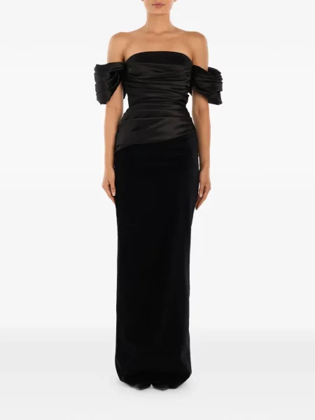 Rochie maxi Post Meridiem drapată de costum negru