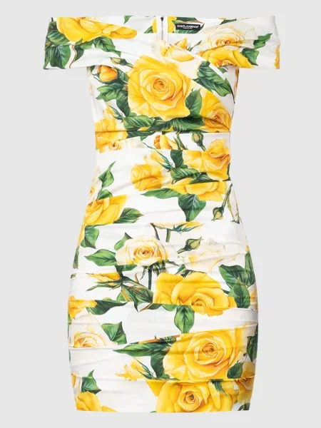 Сукня міні з драпіруванням в квітковий принт Dolce&gabbana біла