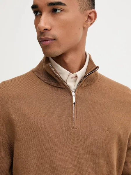 Calvin Klein pulóver férfi gyapjú barna