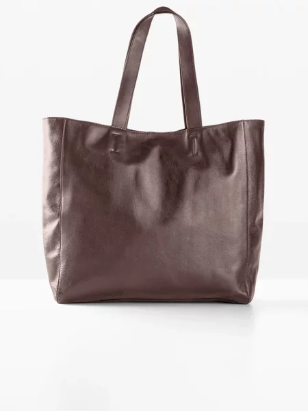 Torebka skórzana typu shopper XXL brązowa