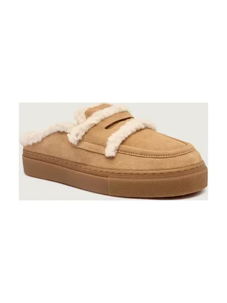 INUIKII Mules încălțăminte | piele întoarsă | shearling maro