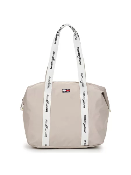 Tommy Jeans Nakupovalna torba ESS kit / črna / bela bež